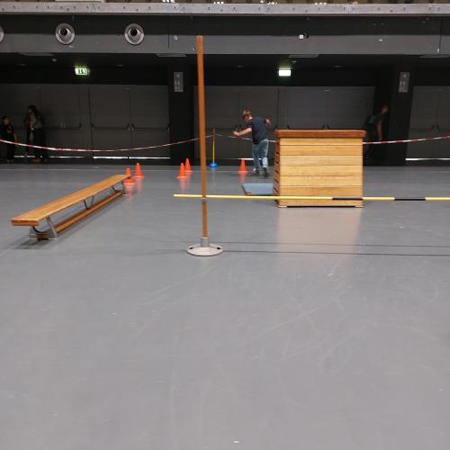 Schüler auf der Messe und dem Bock